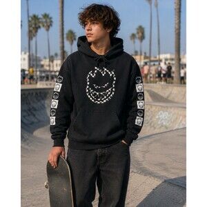 Spitfire Bighead Checkerboard Hoodie Black Skateboarding Skate Y2K Men’s Medium